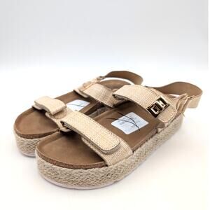 Yoki Chiara 20 Platform Espadrille Double Strap Sandals Raffia Size US8.5 EU39